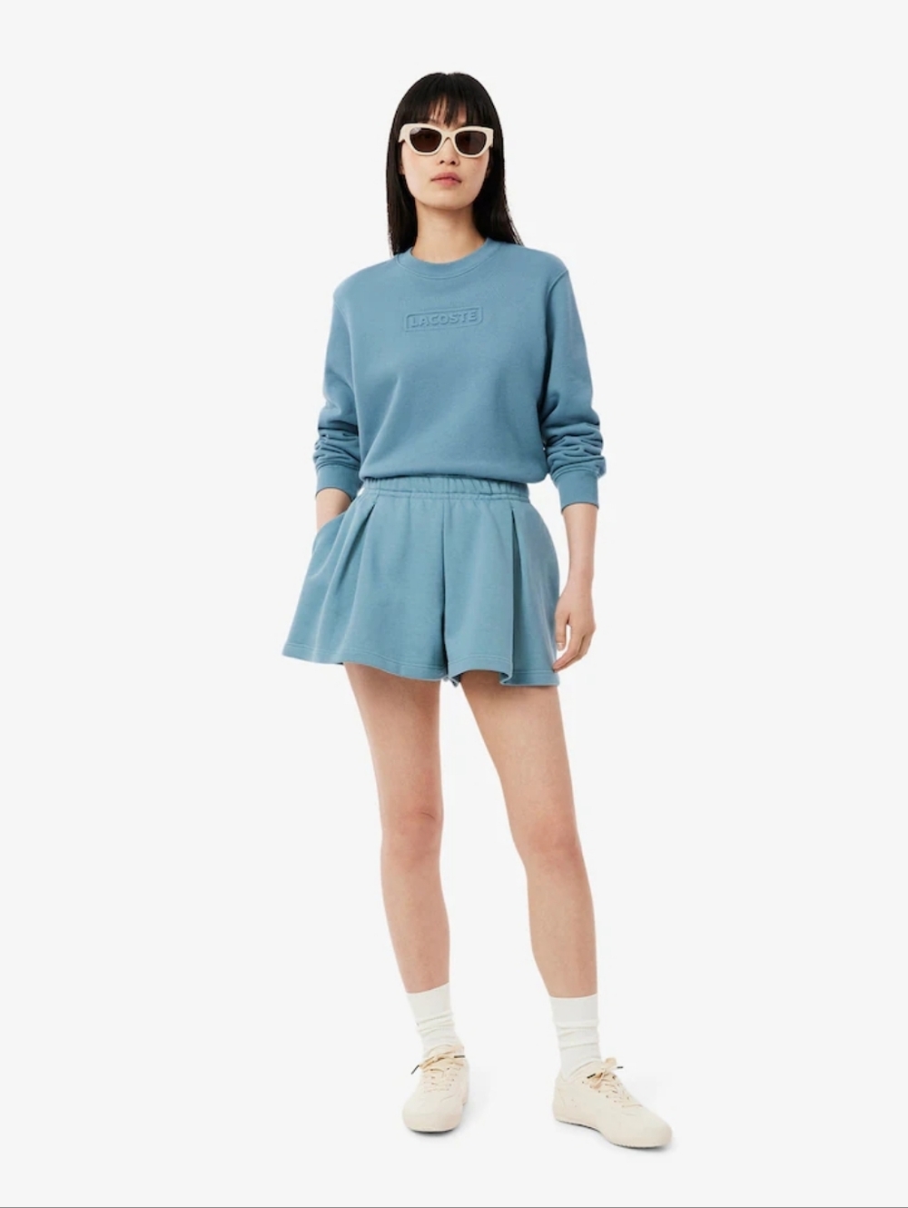 Lacoste Women's Blue Elastic-Waist Casual Shorts